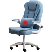 Ergonomic Office Chair with Lumbar Support,  Back Fabric Desk Chair, Blue Swivel Chair with FlipUp Arms for Home Office