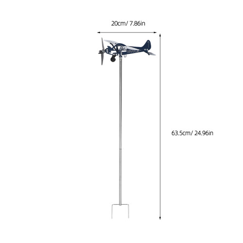 Blue Decorative Metal Windmill Airplane for Yard and Backyard 1