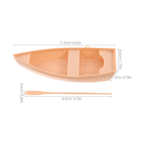 1Set Beige Plastic Miniature Boat Ornament Canoe Model for Home Decor 1