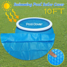 10FT Round Solar Pool Cover with Grommets for Above Ground and Inground Pools, Bubble Heating Blanket