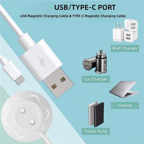 2-Pack 12mm Rose Charger Magnetic Replacement Cable with USB-A & USB-C 1