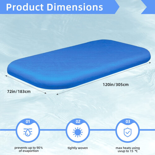 10 x 6 FT Rectangular Pool Cover for Inflatable Pool, Dustproof Outdoor Protection with Adjustable Drawstrings 1