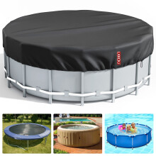5.34 ft Round Solar Pool Cover for Above Ground Pools, Waterproof Drawstring Design, Dustproof Black