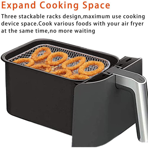 Air Fryer Rack Stainless Steel Three Stackable Roasting Racks for Baking and Grilling 2