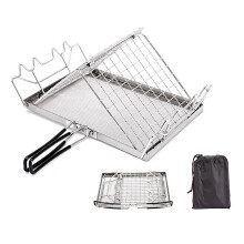 Foldable Stainless Steel Camping Grill Rack for Outdoor Cooking, Compact Portable BBQ Grill Grates