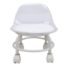 Rolling Stool with Wheels Transparent Acrylic Seat Ergonomic Back Support 360 Silent Wheels Gray