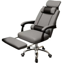 Ergonomic Office Chair with Footrest, Back Reclining Executive Chair with Adjustable Headrest, Grey