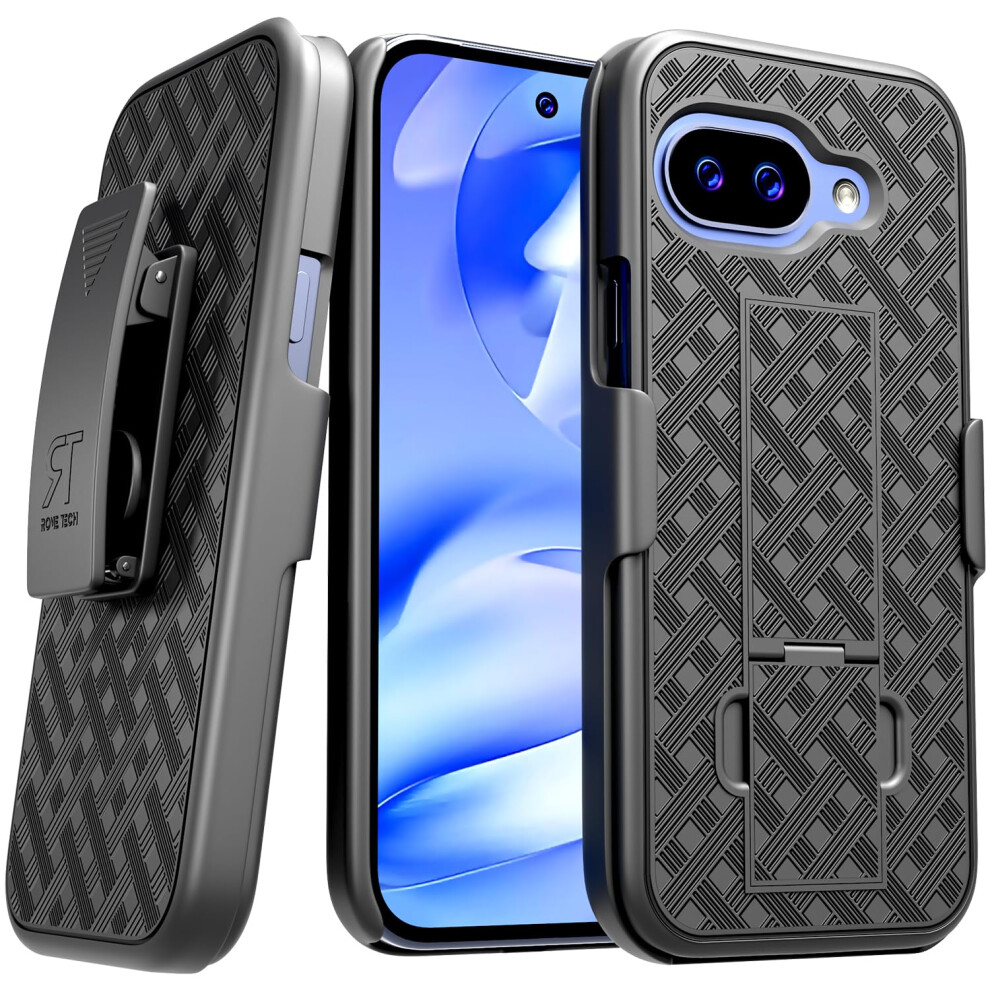 Case With Belt Clip Holster, Heavy Duty Protective Cover With Builtin Kickstand, For Google Pixel 9A Black 9771547784081