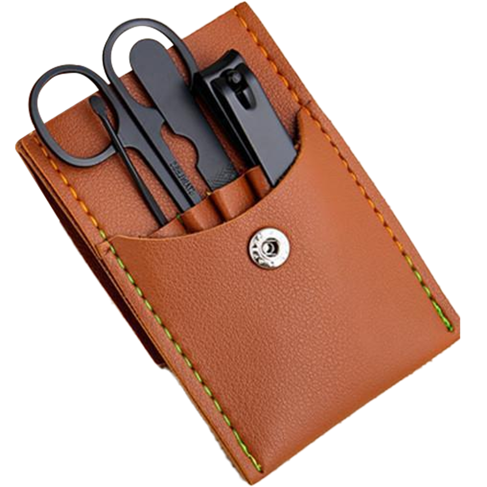 Stylish Manicure Set for Portable Grooming, Stainless Steel Tools with Anti-Skid Technology & Integrated Nail File, High Precision Cutting for
