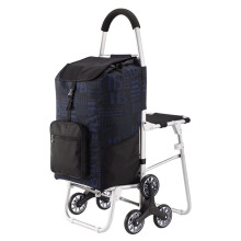Folding Shopping Cart with Wheels, Lightweight Aluminum Grocery Trolley with Seat for MultiPurpose Use