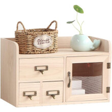 Solid Wood Desktop Bookshelf with Drawers, MultiCompartment Storage Organizer for Office and Home
