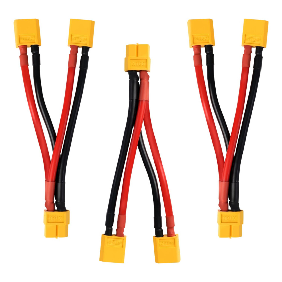 Xt60 Parallel Connector 3Pack 12Awg Y Splitter Cable 100Mm Current Extension For Rc Drone 9771547783596