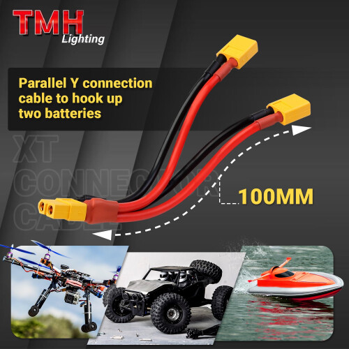 XT60 Parallel Connector 3Pack 12AWG Y Splitter Cable 100mm Current Extension for RC Drone 1