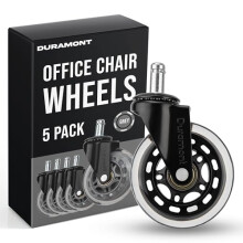 Office Chair Wheels Set of 5 Chair Casters for Rollerblade, Smooth Quiet Rolling, Floor Protection, HeavyDuty Universal Fit, Grey