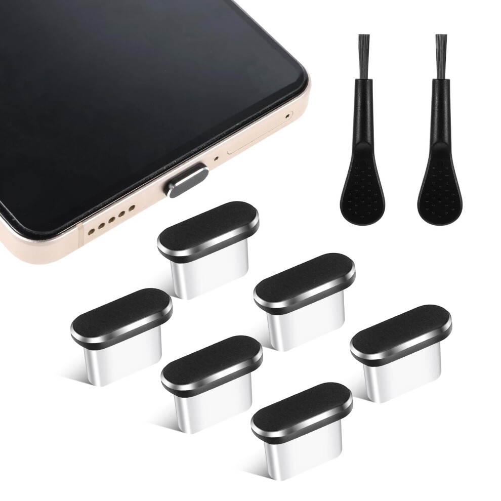 Usb C Dust Plug 6 Pack With Cleaning Brush, Dustproof Port Protection Universal Type C Cover Set 9771547783961