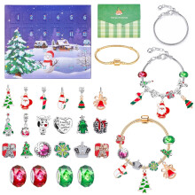 (Green) Sonernt Christmas Advent Calendar 2023 for Girls Charm Bracelets Making Kit for Kids Christmas Countdown Calendars