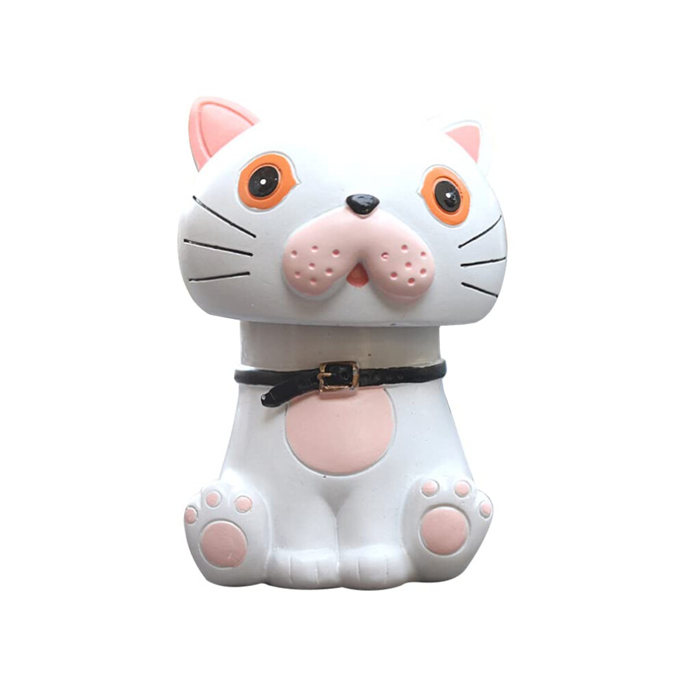 Cute Bobble Head Cat Car Dashboard Ornament Resin Nodding Cat Interior Decoration White 9073542930747