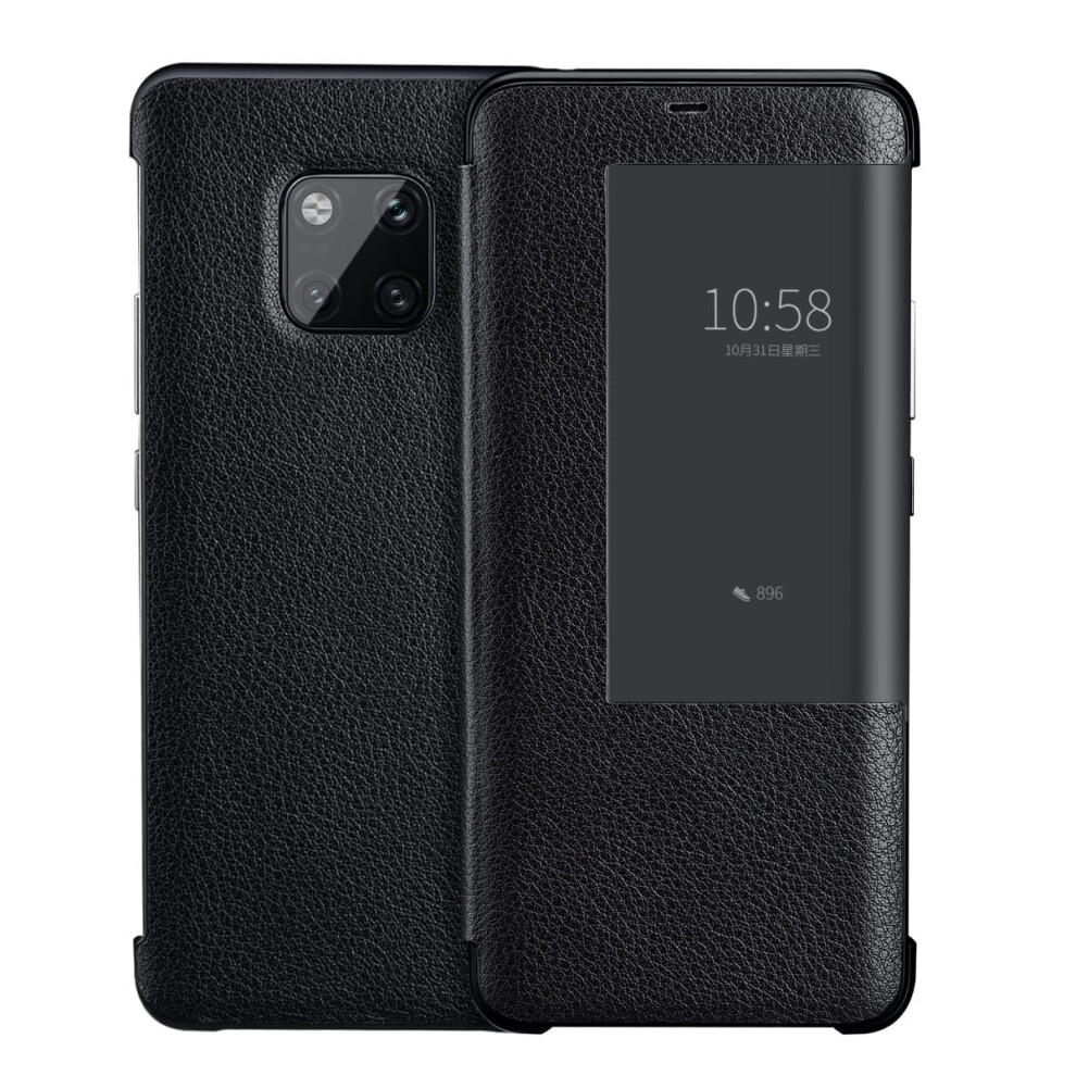 Case For Huawei Mate 20 Pro Smart View Flip Cover With Clear Window, Mirror Leather Shockproof Protection Black 9771547784180