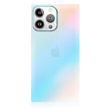 Case for iPhone 14 Pro Iridescent Satin Square Design Slim Shockproof Protective Cover 12ft Drop Protection Wireless Charging Ready