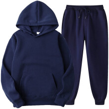 (navy2, L) Mens Womens 2-Pieces Sweatsuits Fall Winter Hoodie Sweatpants Tracksuits Solid Color Casual Sets for Jogging Workout