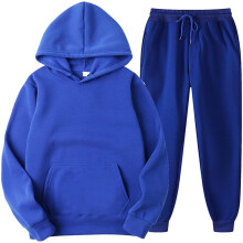 (blue2, XXL) Mens Womens 2-Pieces Sweatsuits Fall Winter Hoodie Sweatpants Tracksuits Solid Color Casual Sets for Jogging Workout