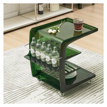 Green 4Tier Rolling Storage Cart End Table with Wheels for Home Office Bedroom Organization