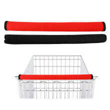 Neoprene Shopping Cart Handle Covers Set of 2, Comfortable Padded Grip, Washable and Reusable, Red and Black