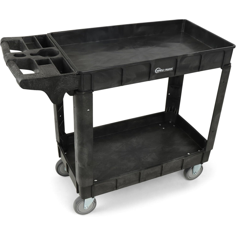 Heavy Duty Utility Cart With Wheels, 600 Lb Capacity Two Shelf Rolling Service Cart For Garage And Workshop 9351714411417