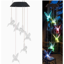 Wind Chime Lights Solar Powered Outdoor Garden Decor Home Hummingbird Style