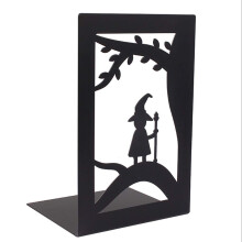 Heavy Duty Metal Bookends with NonSlip Base, Black Decorative Bookend Pair for Home and Office Shelves