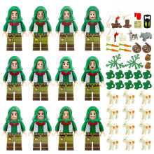 12 PCS Shepherd Country Farming Themed Small Building Block Figures with Sheep & Vegetables Toys Set