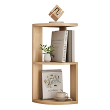 Corner Bookshelf Organizer, Natural Wood Corner Shelf with MultiTier Storage and SpaceSaving Design for Home Office