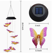 Wind Chime Lights Outdoor Garden Decoration Home Solar Powered Butterfly Design