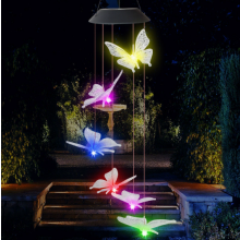 Wind Chime Lights Outdoor Garden Decoration Home Solar Powered Crystal Butterfly Design