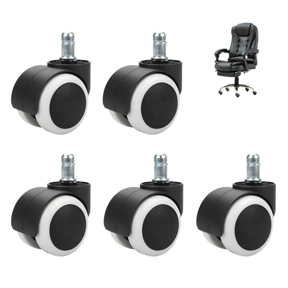 Office Chair Caster Wheels 2 Inch Nylon Set Of 5 Quiet Smooth Rolling Double Wheel For Hardwood Floors 9073542932598