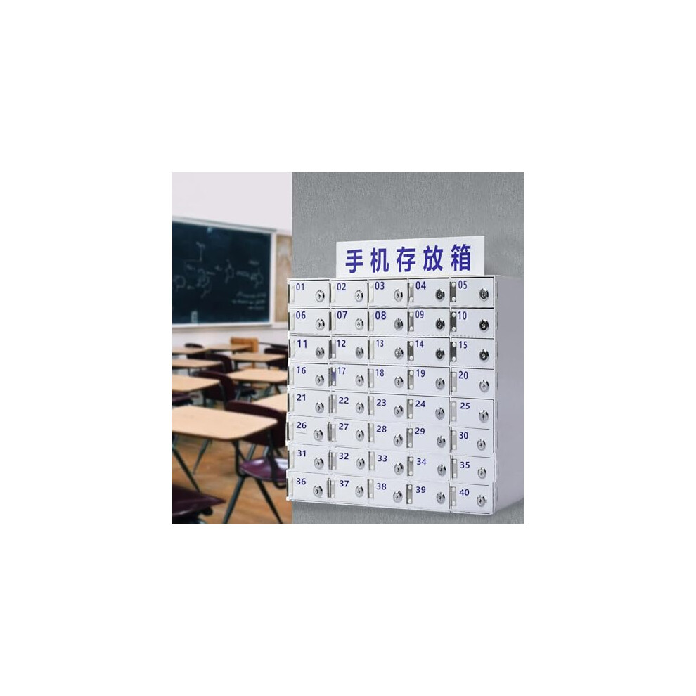 Cell Phone Locker 20/30/40 Slots With Secure Keyed Lock System, Clear Acrylic Wall Mounted Organizer For Classroom 9073542932697