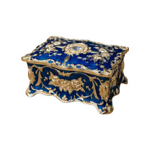 Kunstvoller handgefertigter Vintage-Schmuckkoffer mit-Blau S