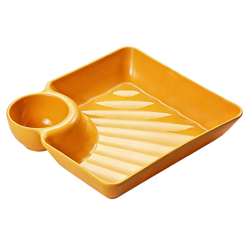 Dip Tray Divided Platter With Individual Compartments-Yellow