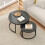 Homcom HOMCOM 2 Pcs Stacking Coffee Table Set Steel Frame, Black Wood Grain 8