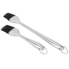 Silicone Basting Brush Set 2Pcs Stainless Steel Handle Removable Heads for BBQ Baking and Grilling