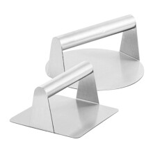 2pcs Stainless Steel Burger Press Set with Ergonomic Handle Meat Smasher for Homemade Burgers