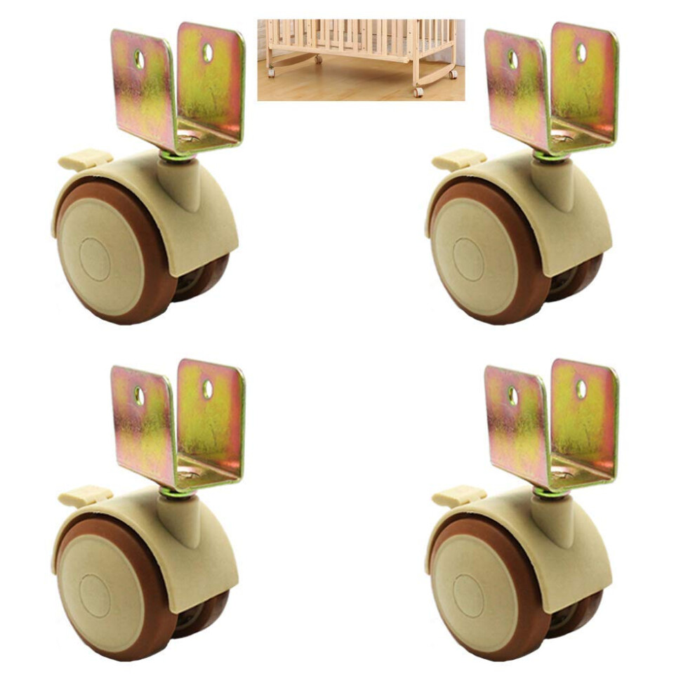Heavy Duty 4X2in Low Profile Rubber Swivel Caster Wheels With Brake For Furniture Quiet NonâMarking 100Kg 9771547786221