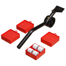 5-in-1 Universal-Rad-Werkzeug zum Bewegen schwerer Gegenstände, Tragkraft 350 kg, quadratische Basis (rot)
