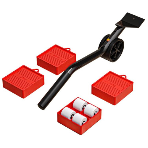 5 In 1 Universal Wheel Heavy Object Moving Tool 350kg Capacity Square Base(Red)