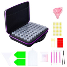 Multifunctional Portable Diamond Painting Tool Set Storage Bag 60 Grid (Purple)