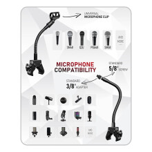 12" Gooseneck Mic Stand W/Super Crab Clamp, Flexible Microphone Arm Mount Holder, Compatible with Music Stands