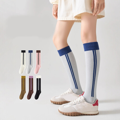 Childrens Elastic Athletic Knee Socks Breathable-light gray M 2