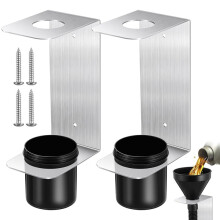 Aluminum Oil Funnel Holder Storage Rack with 2 Plastic Removable Cups 4 Screws for Trailer Fluid Oil Filter Garage