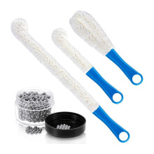 Lot de 3 Brosses de Nettoyage Flexibles pour Carafes et 400 Billes de Nettoyage Réutilisables pour Carafes