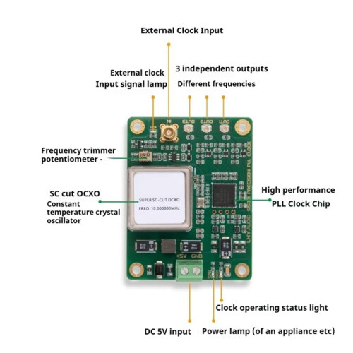 OCXO Constant Temperature Crystal Oscillator Clock Upgrade Board 22/24/25MHz Multi-Channel Frequency PLL Output 2